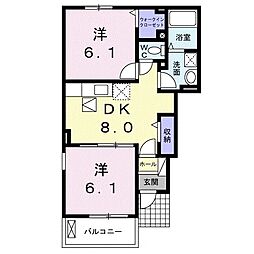チェリッシュA 2DKの間取図画像