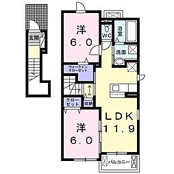 フリーデ3 2LDKの間取図画像