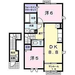 L・R 2DKの間取図画像