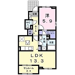 カーサ　クレアIII 1階1LDKの間取り