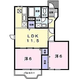スクエアーメゾンポルックス 2LDKの間取図画像