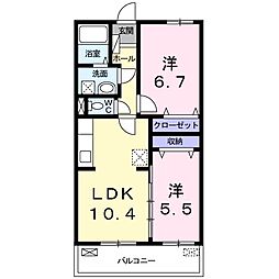 スカイコート6 2LDKの間取図画像