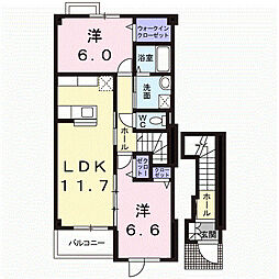 フランM・Y 2LDKの間取図画像