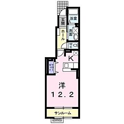 ブリーズアルカディア1 ワンルームの間取図画像