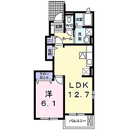 カーサ　藍Ｂ 1階1LDKの間取り