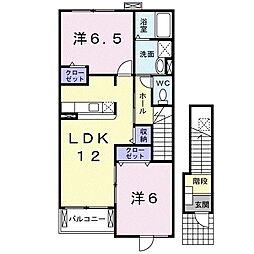 アロッジオB 2LDKの間取図画像