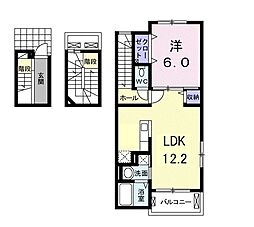 プラシード・コートB 1LDKの間取図画像