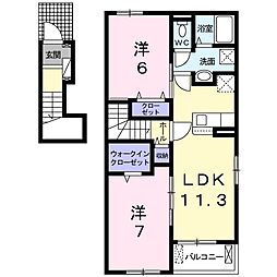 シティハイツプラザA 2LDKの間取図画像