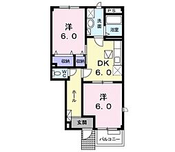 パレスマルエイ　Ａ棟 1階2DKの間取り