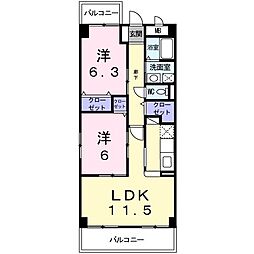 フィオーレ・Ｋ 3階2LDKの間取り