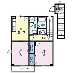 メゾン・ソレイユ 2Kの間取図画像
