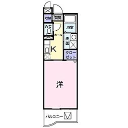 ベルフローレ 1Kの間取図画像
