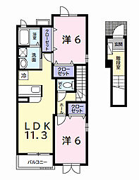 ローズアイズ 2LDKの間取図画像