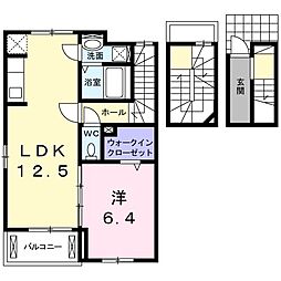 プラシード中須賀 1LDKの間取図画像
