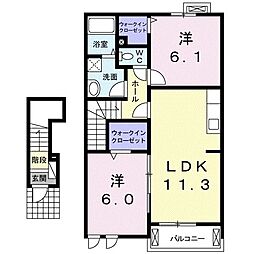 コズカパラッツオA 2LDKの間取図画像