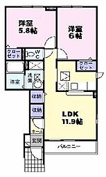 ブレーブB 2LDKの間取図画像