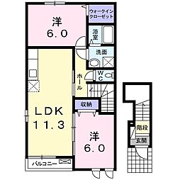 アルダン・トーヨー 2LDKの間取図画像