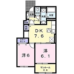 グラティス1 2DKの間取図画像