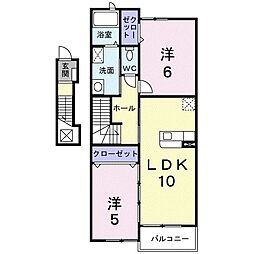 アトラクティブハウス 2LDKの間取図画像