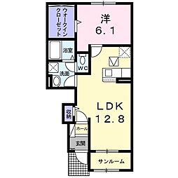 グリーンシャトーA 1LDKの間取図画像