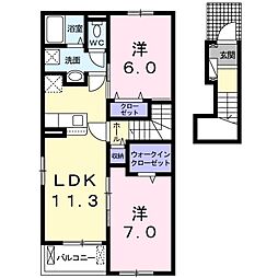 マリオ上松葉A 2LDKの間取図画像