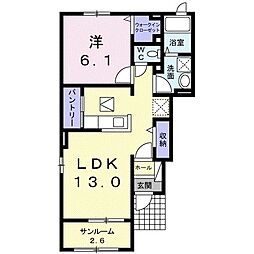 アレンデールA 1LDKの間取図画像