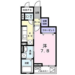 サンリットコート 1Kの間取図画像