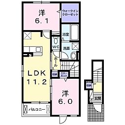 フレーシュ・ベル1 2LDKの間取図画像