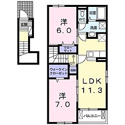 メゾンフルリール 2LDKの間取図画像