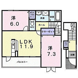 トレスタージュB 2LDKの間取図画像