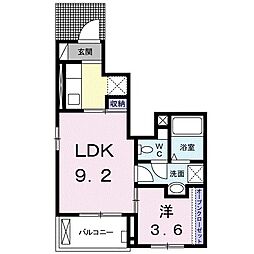 レイクヒル金屋 1LDKの間取図画像
