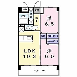 エヴァーグリーンN 2LDKの間取図画像