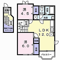 サンライズB 2LDKの間取図画像