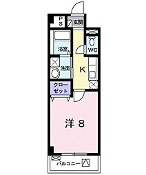 ジェン・ルー 3階1Kの間取り