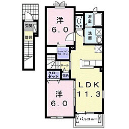 サン・ボヌール泉町A 2LDKの間取図画像
