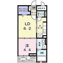 ベルファミーユ 2階1LDKの間取り