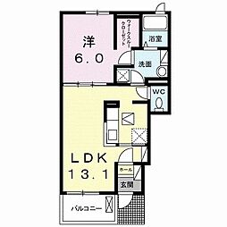 クレメント2 1LDKの間取図画像