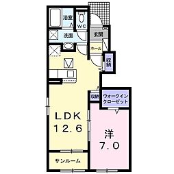 グロリアやよいB 1LDKの間取図画像