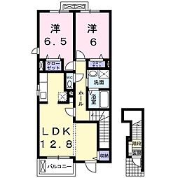 エレガント　Ｍ・I 2階2LDKの間取り