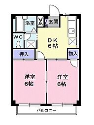 シティハイツカトウ 2DKの間取図画像