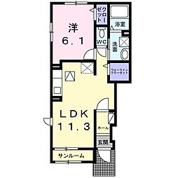 ＷｅｓｔｅｒｌｙＧａｒｄｅｎI 1階1LDKの間取り