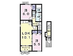 チェスタ仲町 2LDKの間取図画像