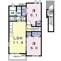 ラゾーナ・Ｍ 2階2LDKの間取り