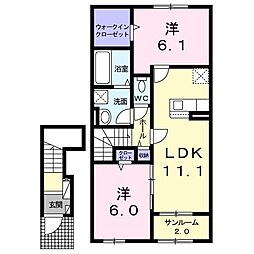 OJ.アフロディーテ 2LDKの間取図画像