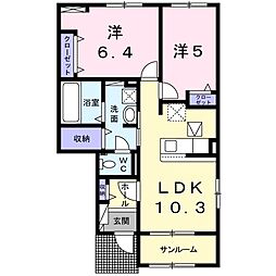 フジテラス 2LDKの間取図画像