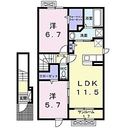 リリィティア 2LDKの間取図画像