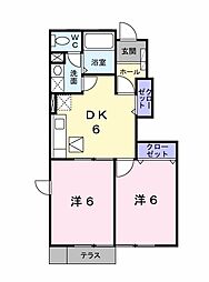 メゾンブリーズ1 2DKの間取図画像