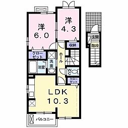 ゆうえんハイツ 2LDKの間取図画像