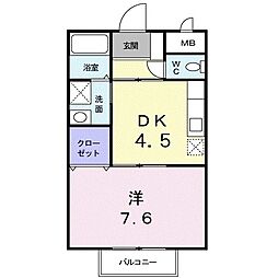 ソレイユT&S 1DKの間取図画像