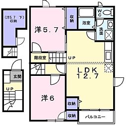 アン・ソレイエB棟 2LDKの間取図画像